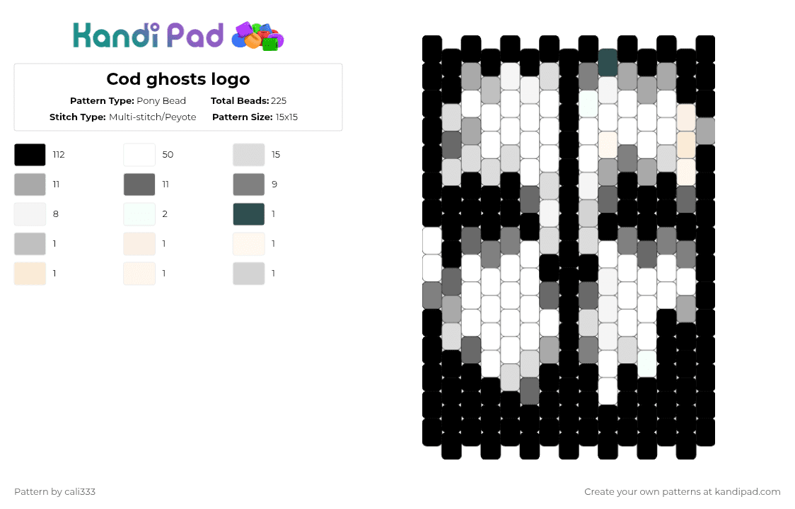 Cod ghosts logo Pony Bead Pattern - Kandi Pad | Kandi Patterns, Fuse ...