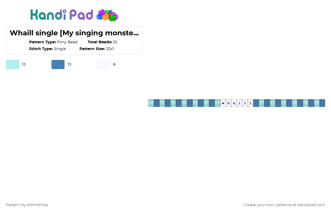 Whaill single [My singing monsters] [MSM] Pony Bead Pattern - Kandi Pad ...