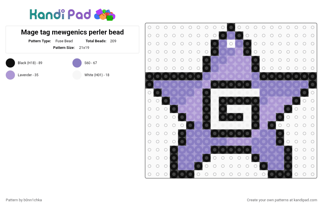 Mage tag mewgenics perler bead - Fuse Bead Pattern by b0nn1chka on Kandi Pad - pink