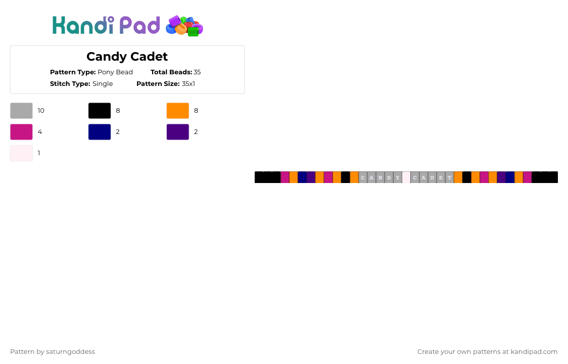 Candy Cadet - Pony Bead Pattern by saturngoddess on Kandi Pad - orange,beige,fnaf,candy cadet,fnaf 6