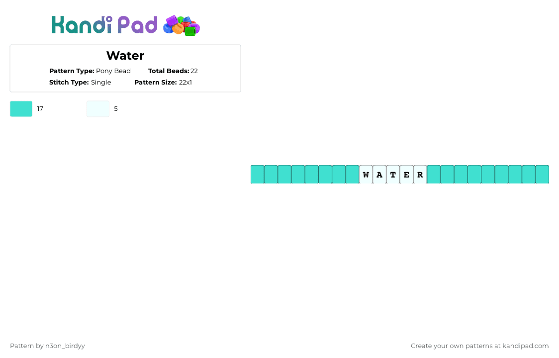 Water - Pony Bead Pattern by n3on_birdyy on Kandi Pad - light blue