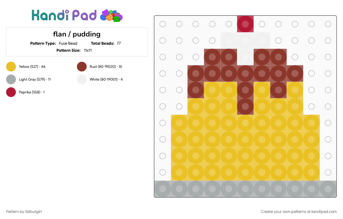 🍮🍮 flan / pudding 🍮🍮 - Fuse Bead Pattern by falloutgirl on Kandi Pad - cute, cutecore, kawaii, pudding, yellow