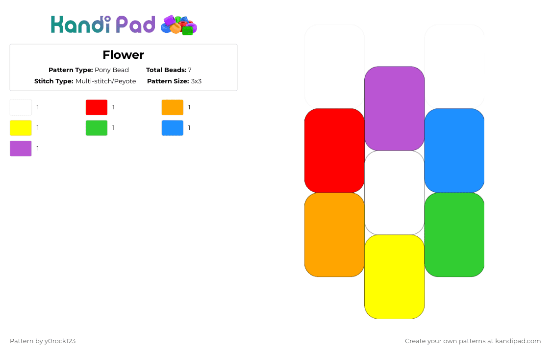 Flower - Pony Bead Pattern by y0rock123 on Kandi Pad - orange,green,pink,colorful