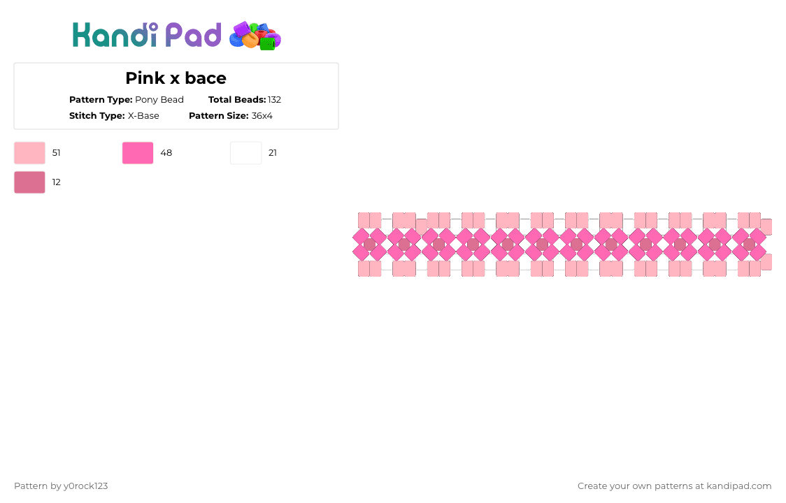 Pink x bace - Pony Bead Pattern by y0rock123 on Kandi Pad - pink