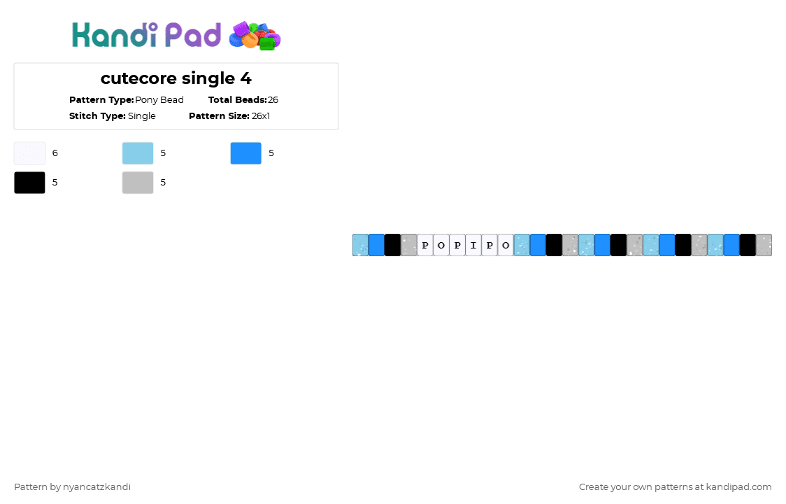 cutecore single 4 - Pony Bead Pattern by cattitude on Kandi Pad - light blue,beige