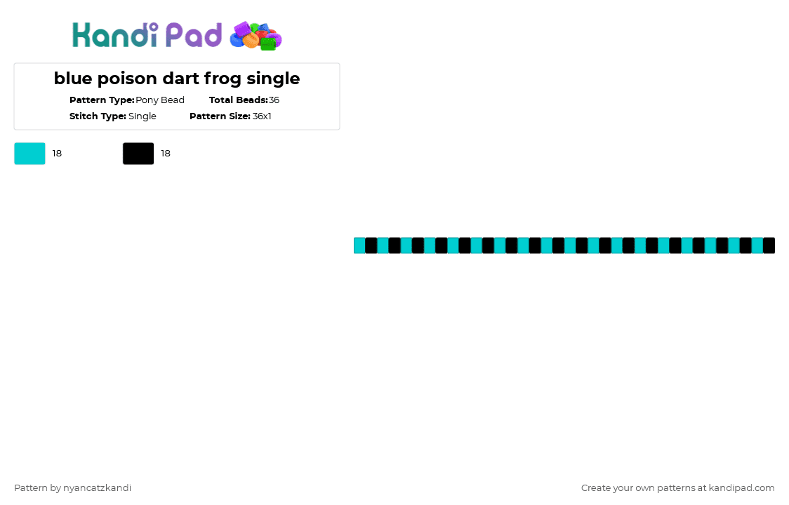 blue poison dart frog single - Pony Bead Pattern by cattitude on Kandi Pad - light blue,black