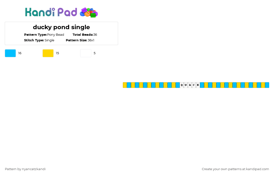 ducky pond single - Pony Bead Pattern by cattitude on Kandi Pad - yellow,light blue