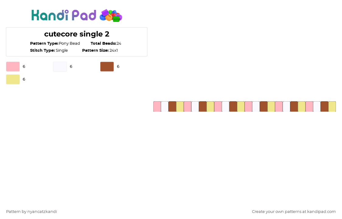 cutecore single 2 - Pony Bead Pattern by cattitude on Kandi Pad - pink,red,yellow