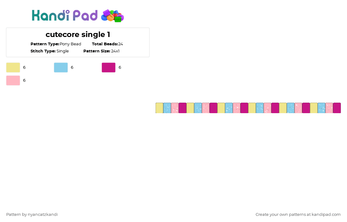 cutecore single 1 - Pony Bead Pattern by cattitude on Kandi Pad - pink