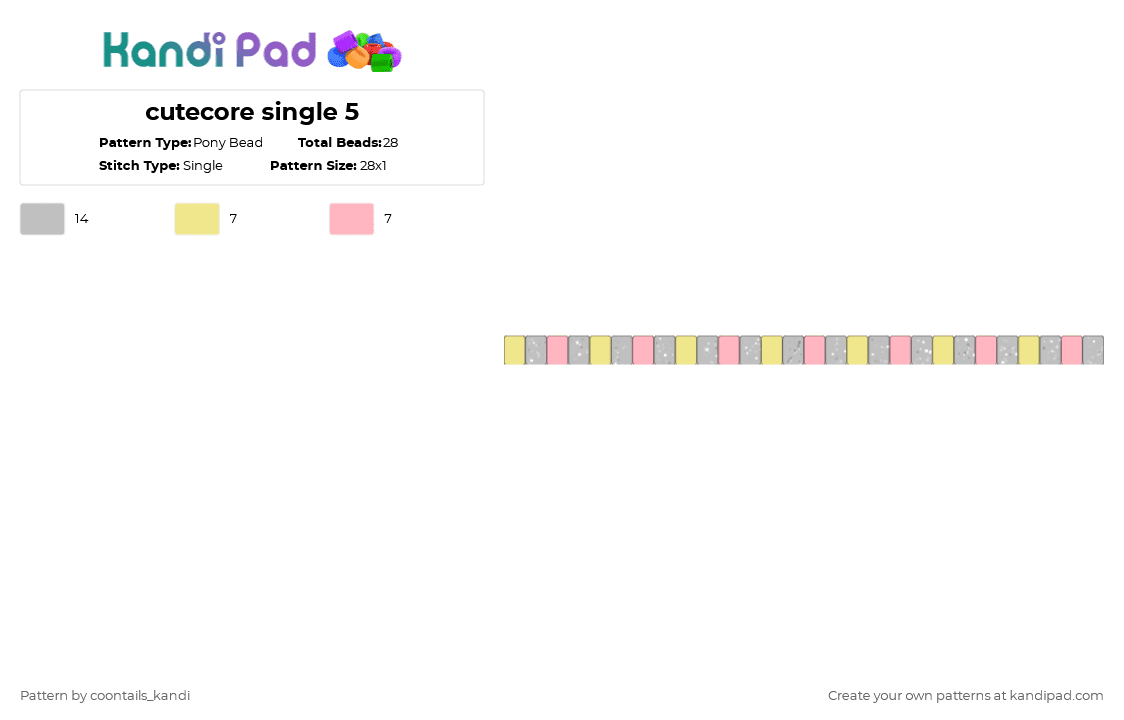cutecore single 5 - Pony Bead Pattern by cattitude on Kandi Pad - beige