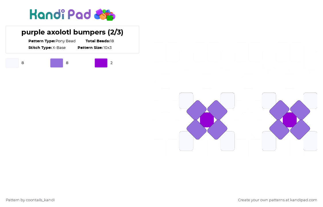 purple axolotl bumpers (2/3) - Pony Bead Pattern by cattitude on Kandi Pad - 