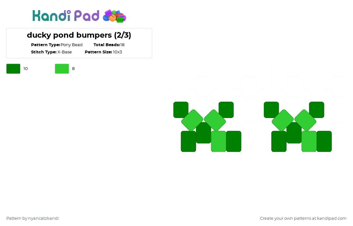 ducky pond bumpers (`2/3) - Pony Bead Pattern by cattitude on Kandi Pad - green
