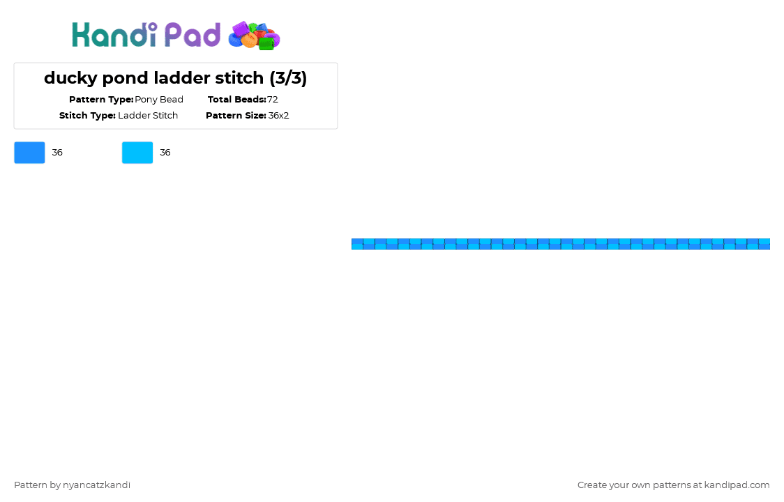 ducky pond ladder stitch (3/3) - Pony Bead Pattern by cattitude on Kandi Pad - light blue