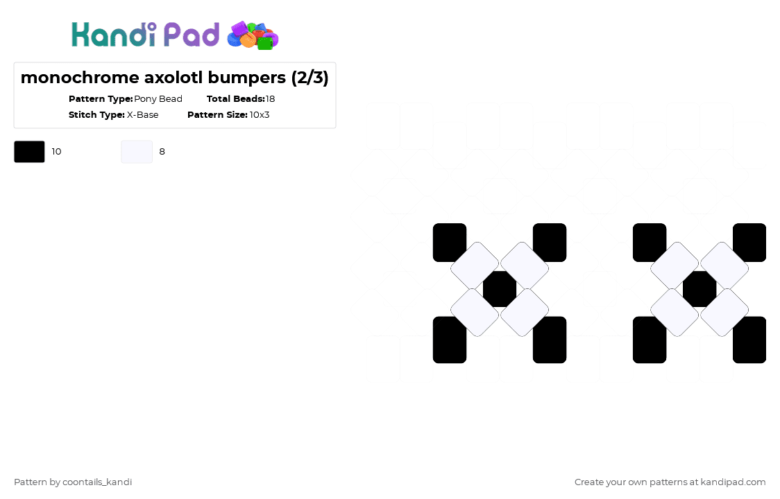 monochrome axolotl bumpers (2/3) - Pony Bead Pattern by cattitude on Kandi Pad - 