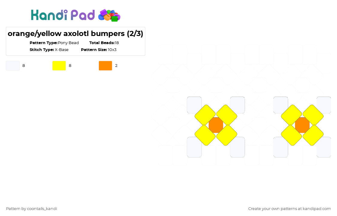orange/yellow axolotl bumpers (2/3) - Pony Bead Pattern by cattitude on Kandi Pad - yellow