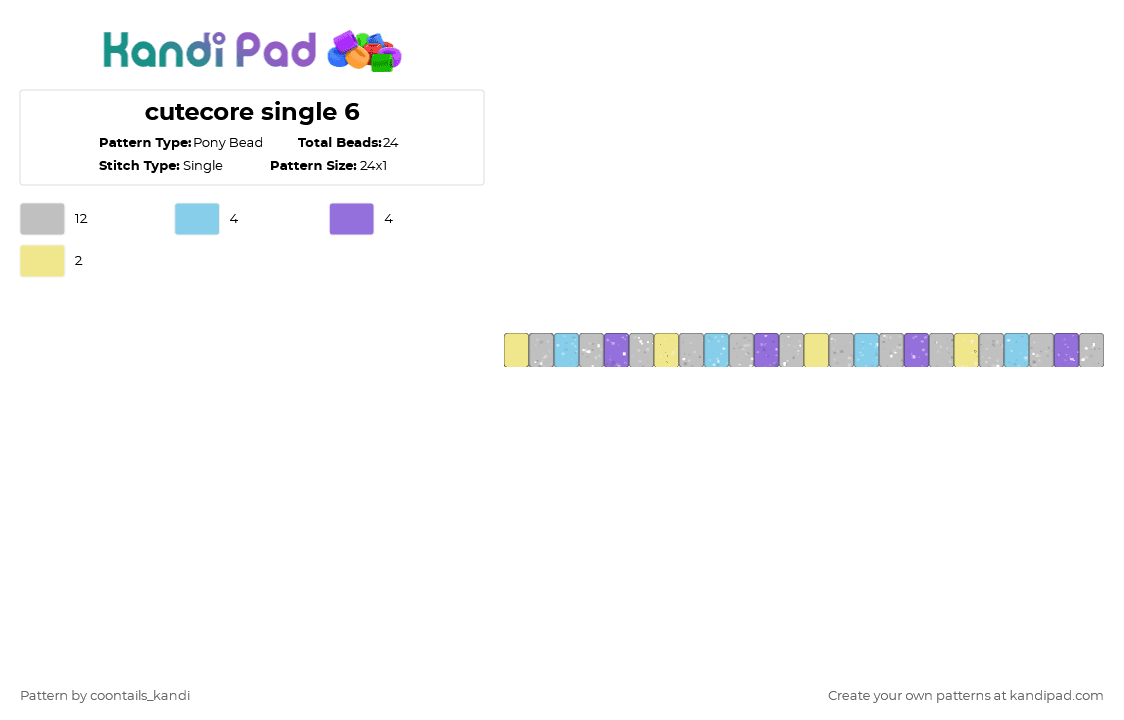 cutecore single 6 - Pony Bead Pattern by cattitude on Kandi Pad - beige
