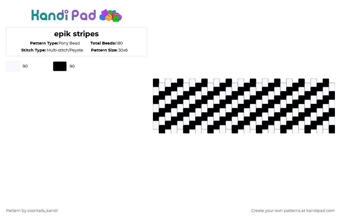 epik stripes - Pony Bead Pattern by cattitude on Kandi Pad - white,black
