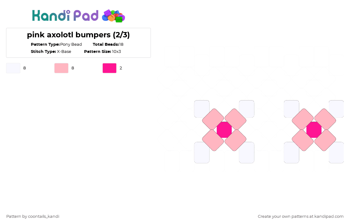 pink axolotl bumpers (2/3) - Pony Bead Pattern by cattitude on Kandi Pad - 