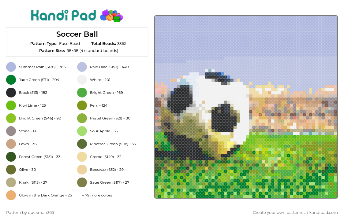 Soccer Ball - Fuse Bead Pattern by duckman365 on Kandi Pad - soccer ball,futbol,sports,field,outdoor,recreation,ball,game