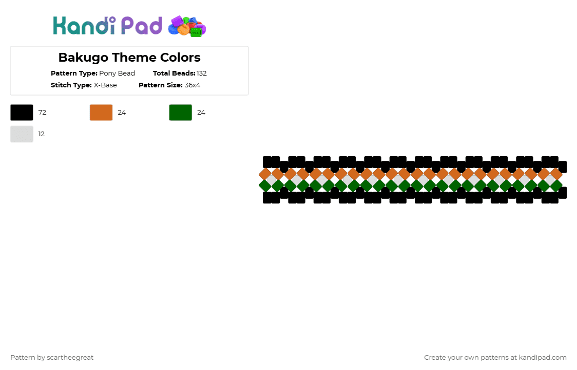 Bakugo Theme Colors Pony Bead Pattern - Kandi Pad | Kandi Patterns ...