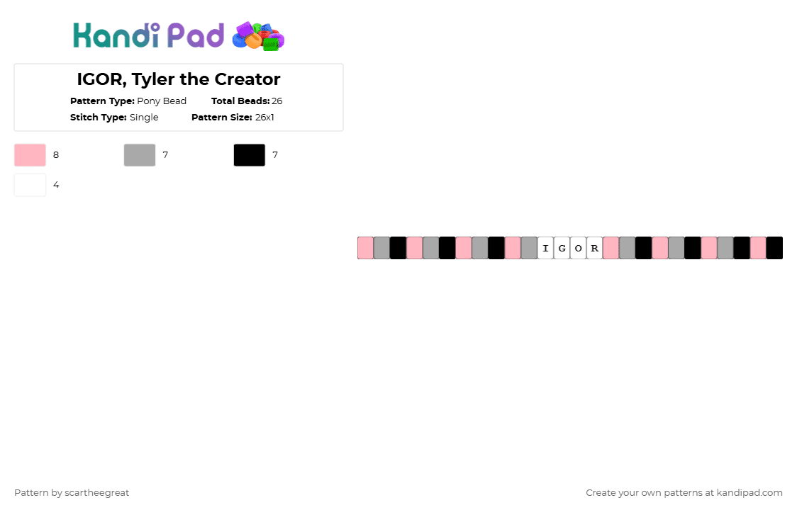 IGOR, Tyler the Creator - Pony Bead Pattern by scartheegreat on Kandi Pad - pink,beige