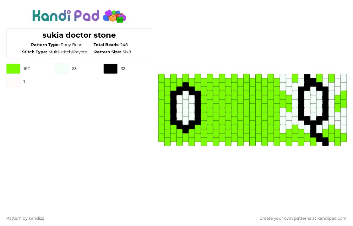 sukia doctor stone - Pony Bead Pattern by kandizz on Kandi Pad - green