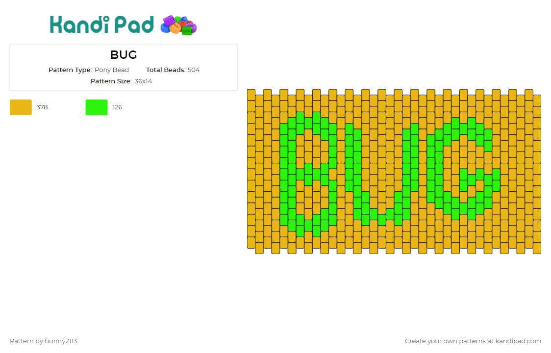 BUG - Pony Bead Pattern by bunny2113 on Kandi Pad - bug