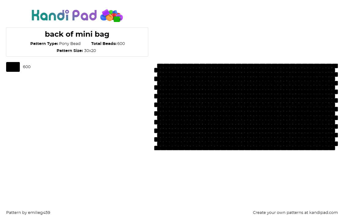 back of mini bag - Pony Bead Pattern by emilieg459 on Kandi Pad - bag