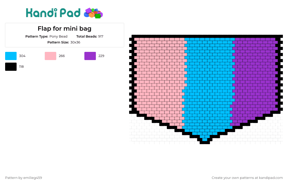 Flap for mini bag - Pony Bead Pattern by emilieg459 on Kandi Pad - bag,mini,gradient,pink,blue,purple