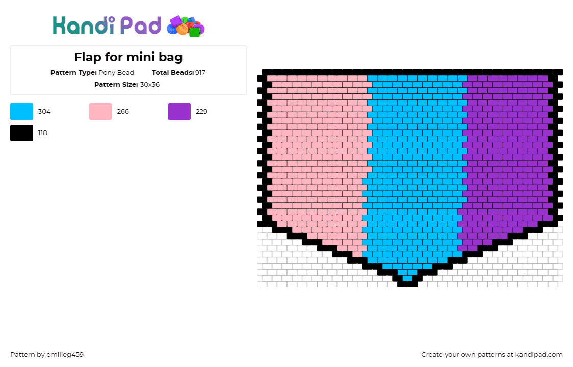 Flap for mini bag - Pony Bead Pattern by emilieg459 on Kandi Pad - bag,mini,gradient,pink,blue,purple