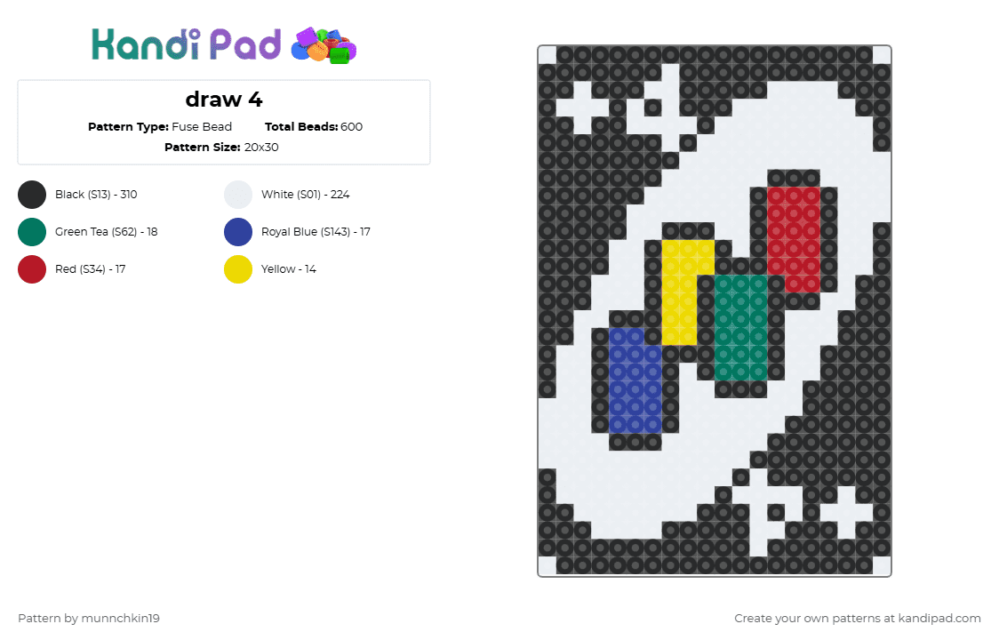 draw 4 - Fuse Bead Pattern by munnchkin19 on Kandi Pad - black,white,red,colorful