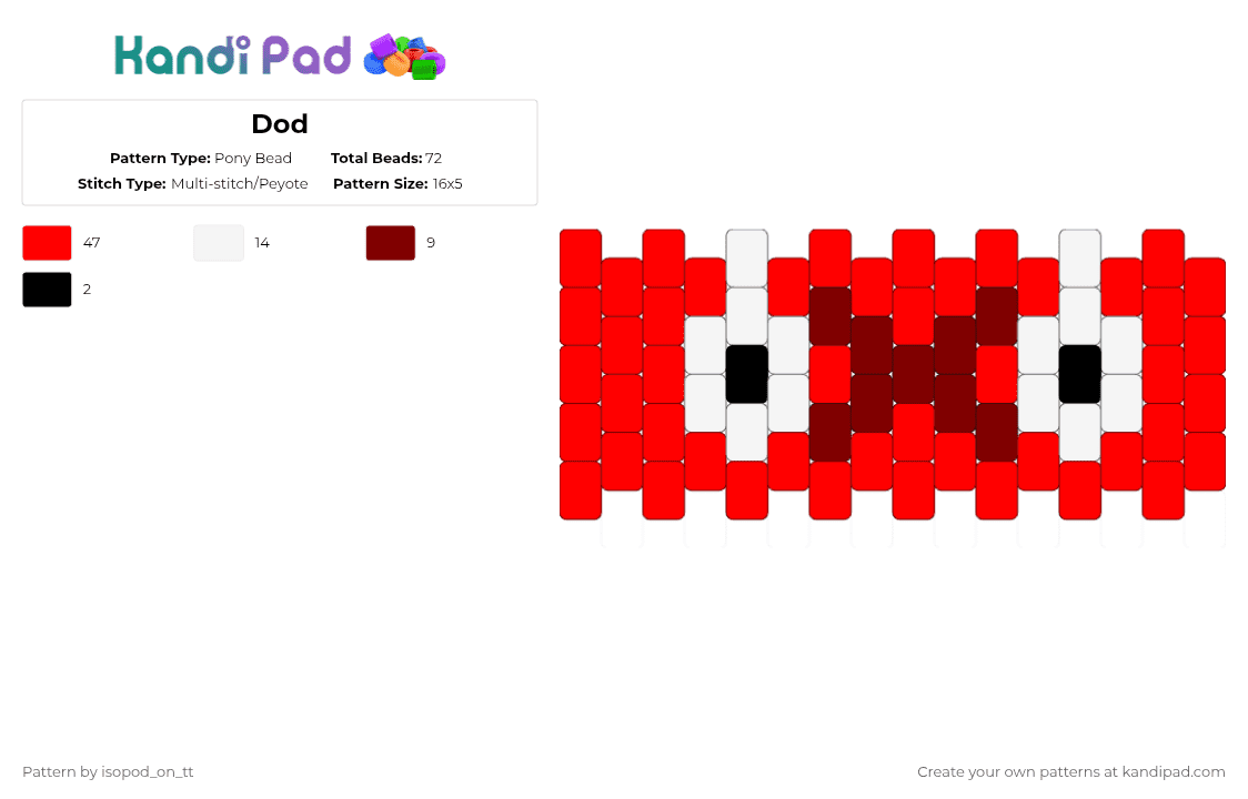 Dod - Pony Bead Pattern by isopod_on_tt on Kandi Pad - red