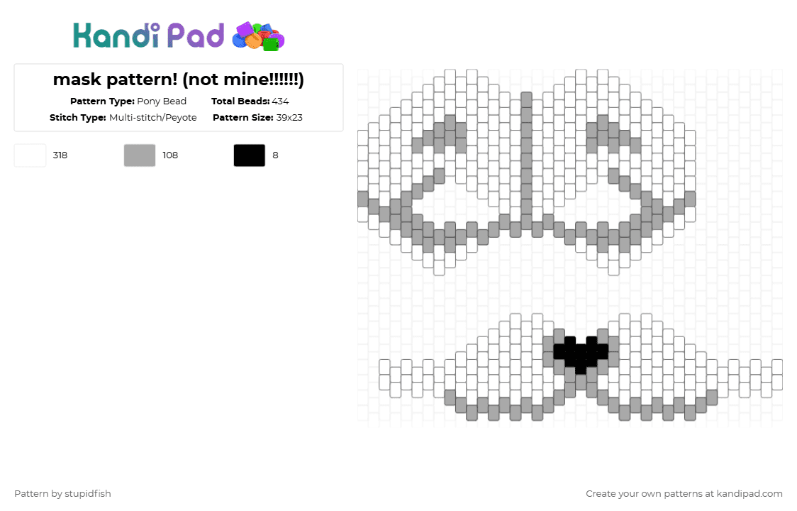 mask pattern! (not mine!!!!!!) - Pony Bead Pattern by stupidfish on Kandi Pad - white