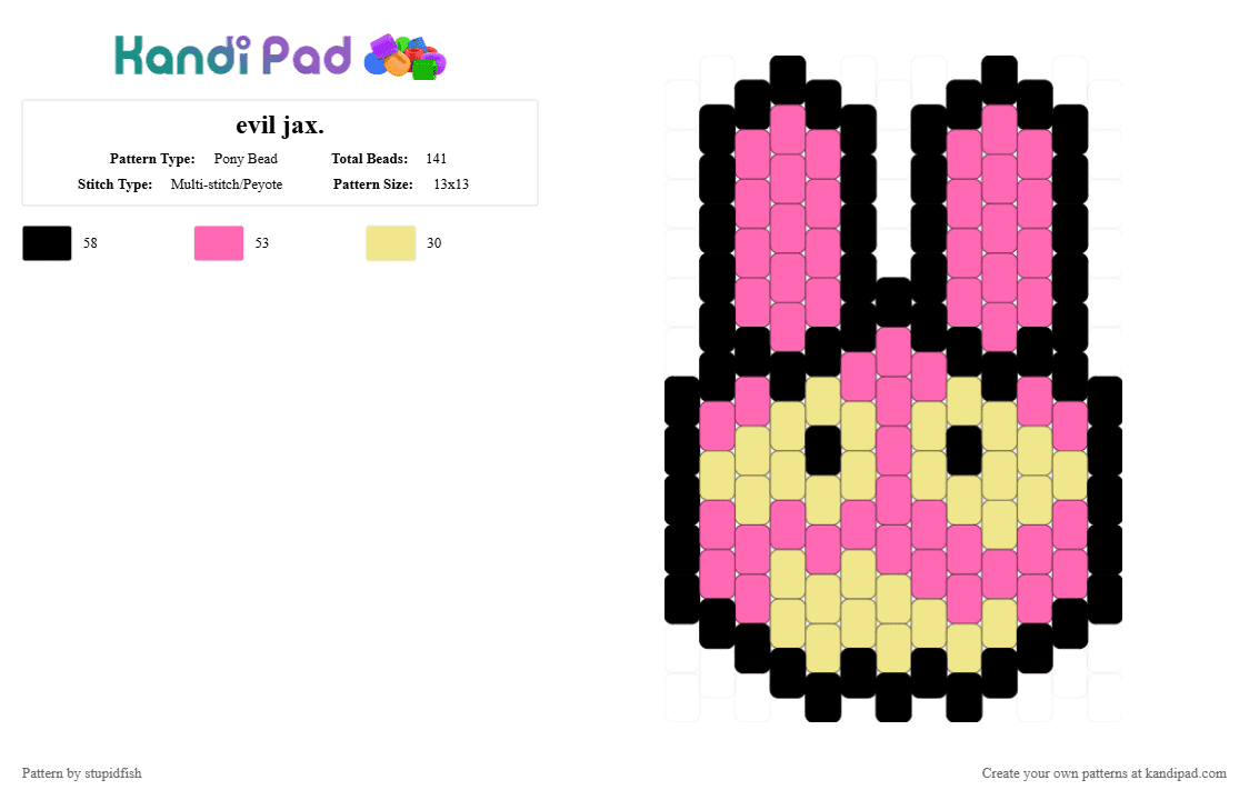 evil jax. - Pony Bead Pattern by stupidfish on Kandi Pad - pink,yellow