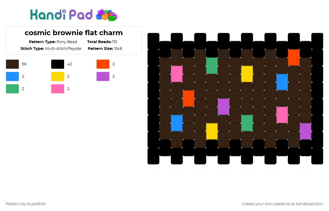 cosmic brownie flat charm - Pony Bead Pattern by stupidfish on Kandi Pad - brown