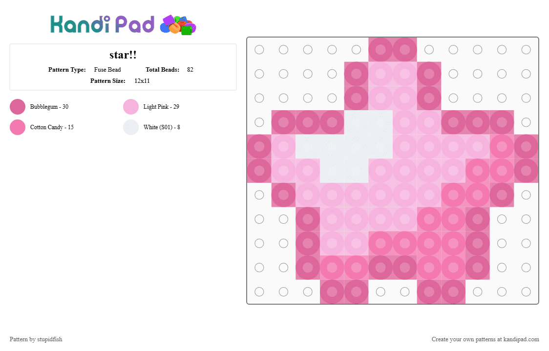 star!! - Fuse Bead Pattern by stupidfish on Kandi Pad - pink
