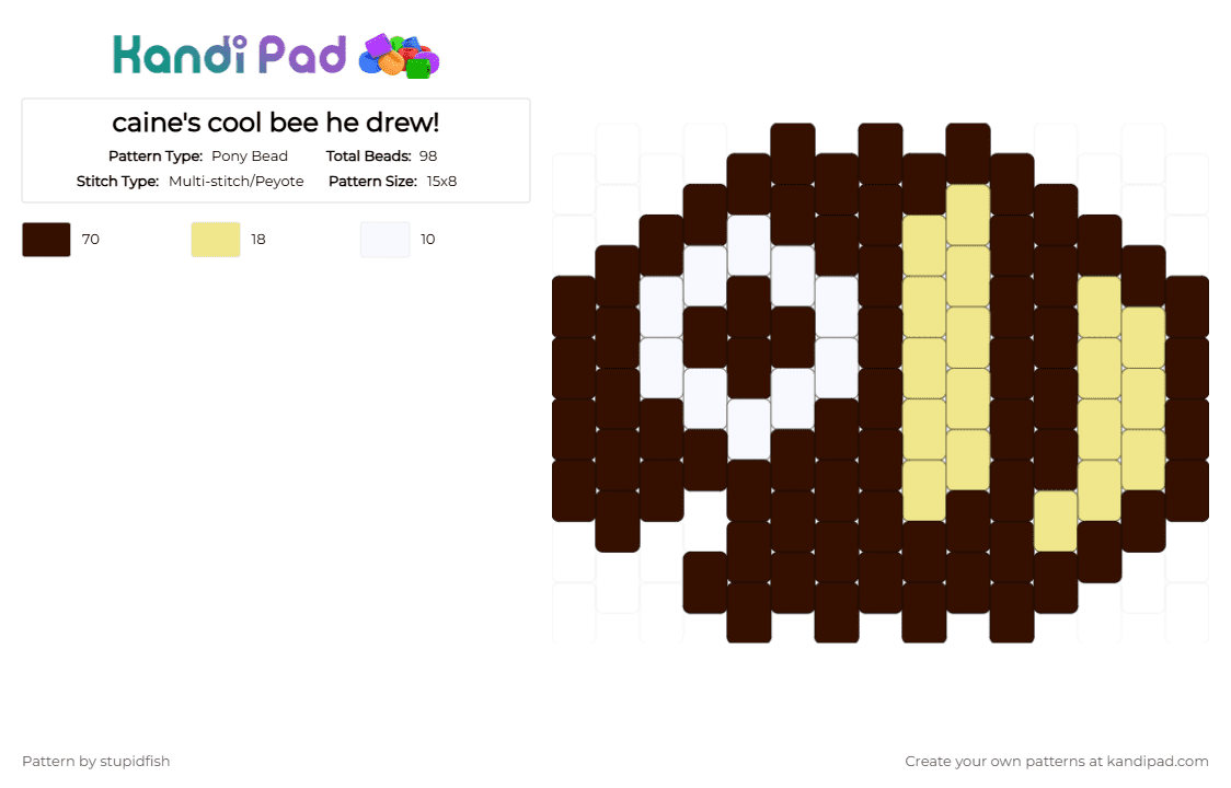 caine\'s cool bee he drew! - Pony Bead Pattern by stupidfish on Kandi Pad - brown