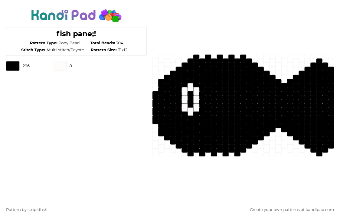 fish pane;! - Pony Bead Pattern by stupidfish on Kandi Pad - black