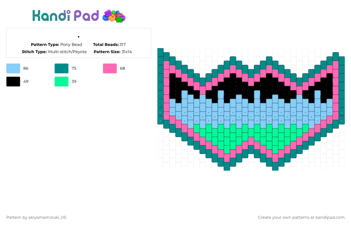 . Pony Bead Pattern - Kandi Pad | Kandi Patterns, Fuse Bead Patterns ...