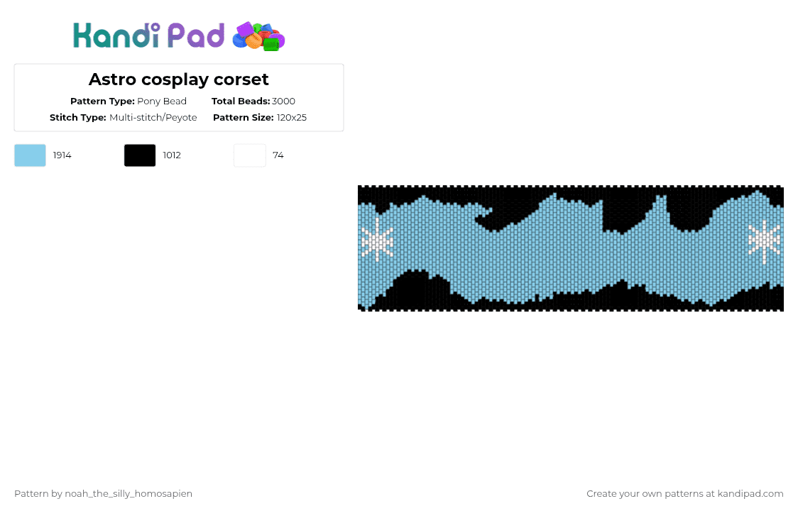 Astro cosplay corset - Pony Bead Pattern by noah_the_silly_homosapien on Kandi Pad - light blue