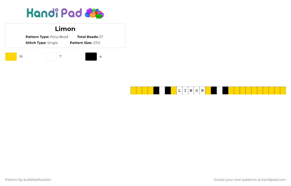 Limon - Pony Bead Pattern by bubblesthealien on Kandi Pad - yellow,white,poppy playtime,ppt,limon