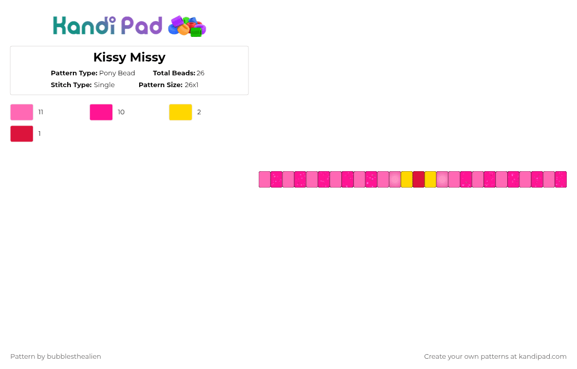 Kissy Missy - Pony Bead Pattern by bubblesthealien on Kandi Pad - pink,ppt,poppy playtime,kissy missy