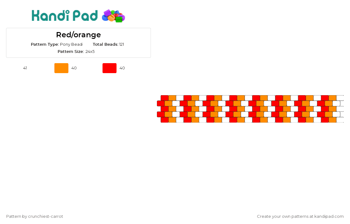 Red/orange - Pony Bead Pattern by crunchiest-carrot on Kandi Pad - cuff,gradient,warm,fiery,accessory,red,orange