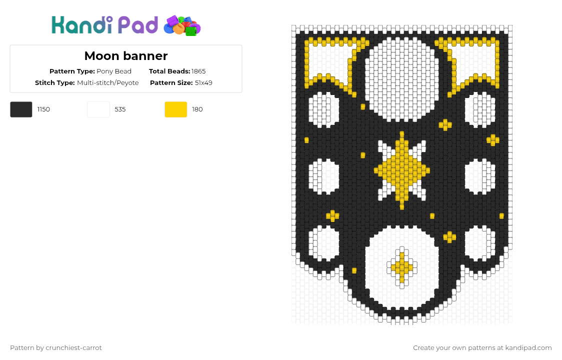 Moon banner - Pony Bead Pattern by crunchiest-carrot on Kandi Pad - white