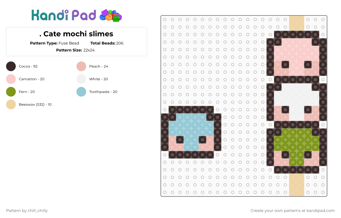 . Cate mochi slimes - Fuse Bead Pattern by chill_chilly on Kandi Pad - brown,beige