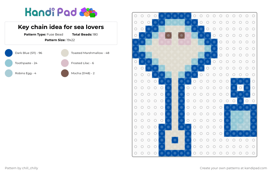 Key chain idea for sea lovers - Fuse Bead Pattern by chill_chilly on Kandi Pad - blue,beige