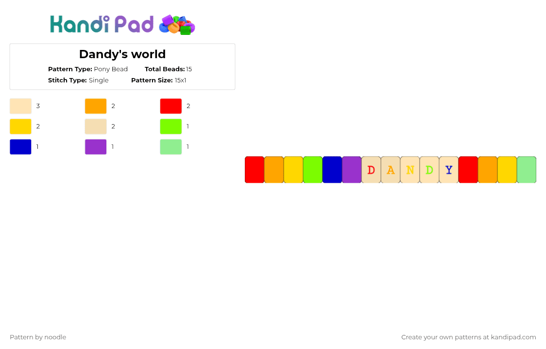 Dandy\'s world - Pony Bead Pattern by noodle on Kandi Pad - red,purple,colorful