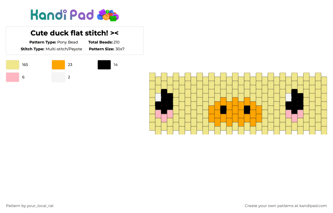 Cute duck flat stitch! > - Pony Bead Pattern by your_local_rat on Kandi Pad - yellow