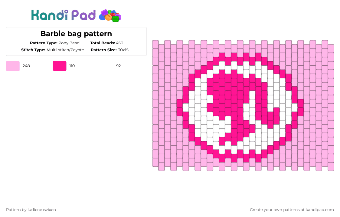 Barbie bag pattern - Pony Bead Pattern by ludicrousvixen on Kandi Pad - pink