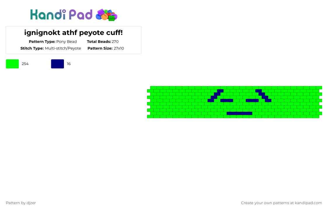 ignignokt athf peyote cuff! - Pony Bead Pattern by djzer on Kandi Pad - green,athf,mooninites,aqua teen hunger force